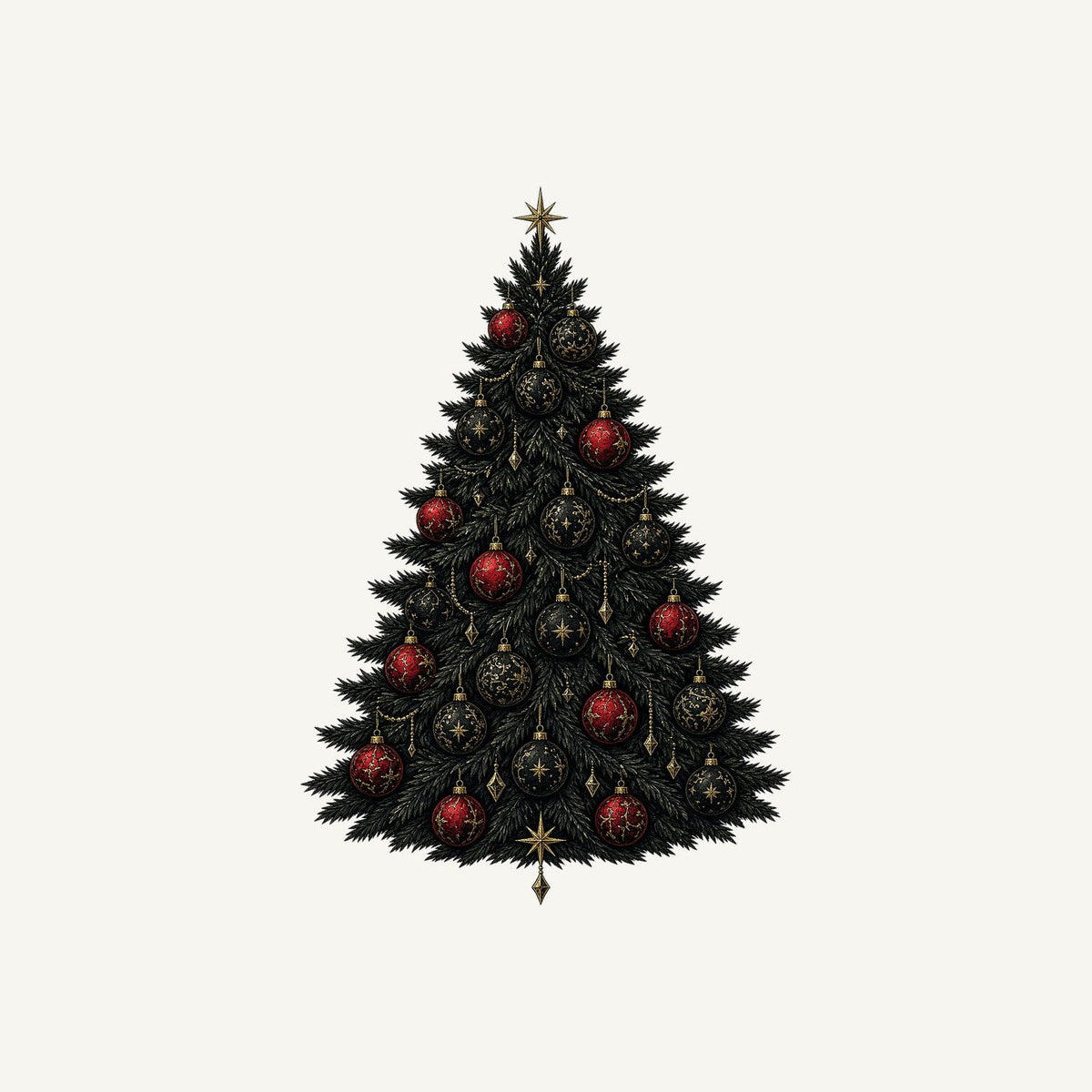 Dark Moody Christmas Tree Christmas artwork, the design printed on the personalised stocking