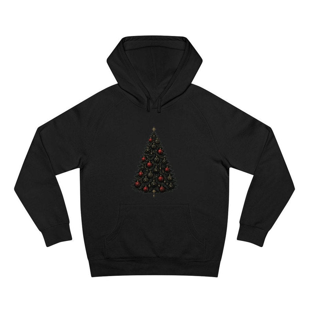 Dark Moody Christmas Tree personalised Christmas hoodie in black