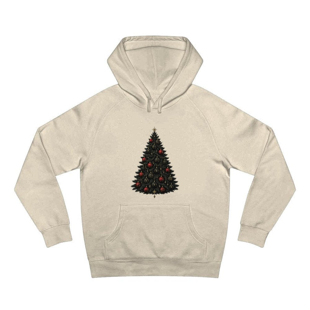 Dark Moody Christmas Tree personalised Christmas hoodie in sand