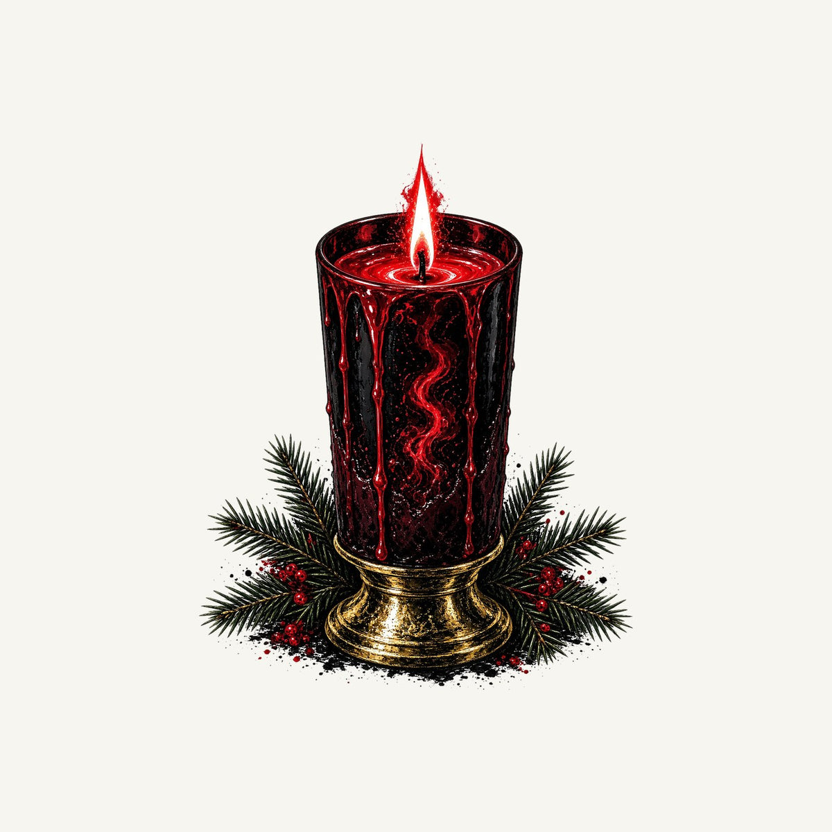 Dark Red Pillar Candle Personalised Christmas T-Shirt and Hoodie