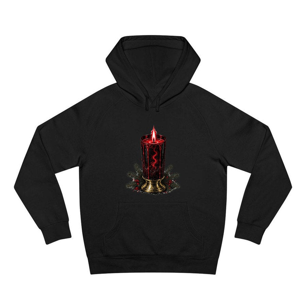 Dark Red Pillar Candle personalised Christmas hoodie in black