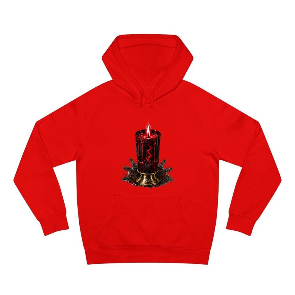 Dark Red Pillar Candle personalised Christmas hoodie in red