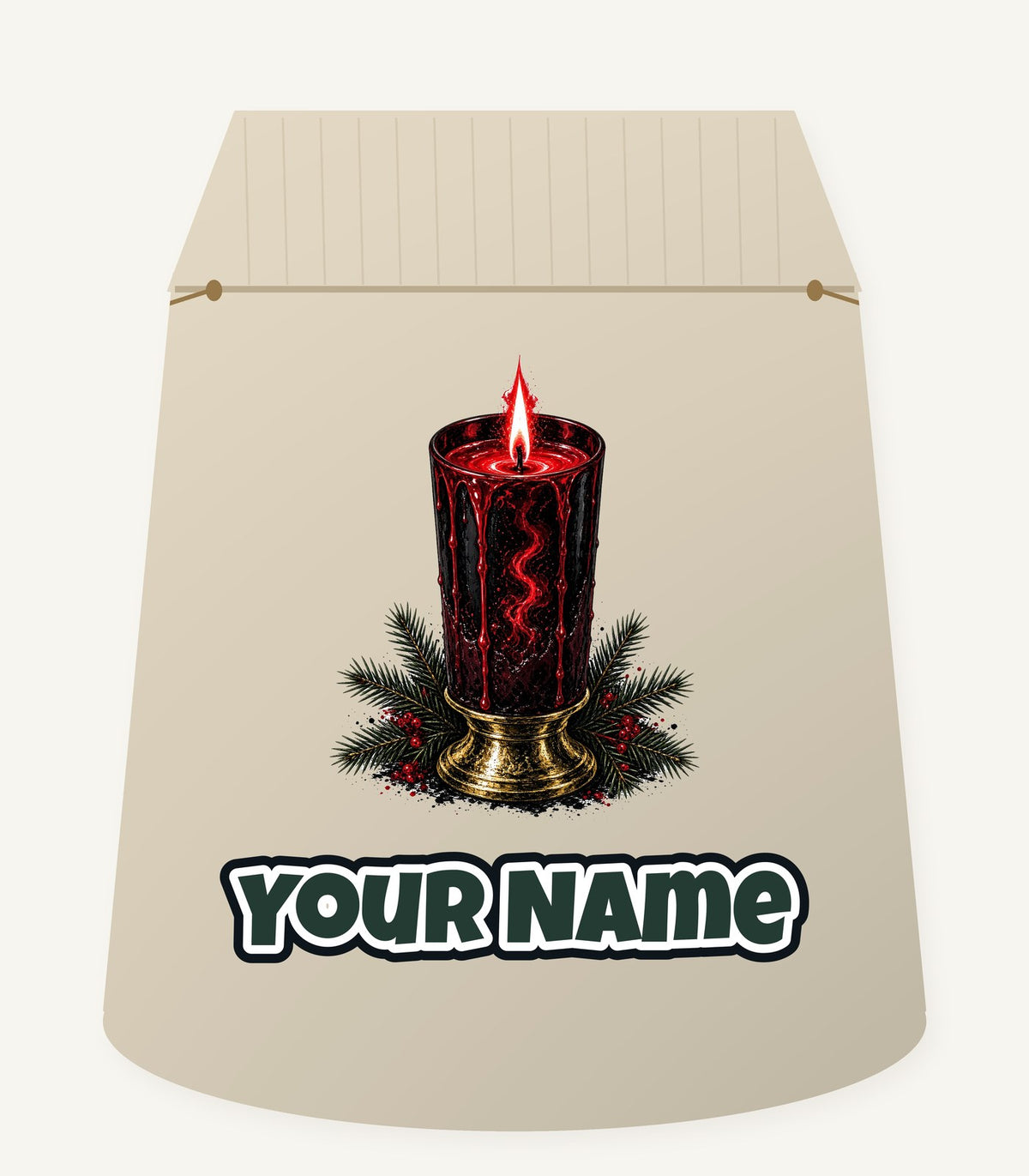 Dark Red Pillar Candle Personalised Santa Sack