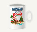 Deckchair Santa on Holidays Personalised Christmas Mug
