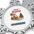 Deckchair Santa on Holidays Personalised Pewter Christmas Ornament
