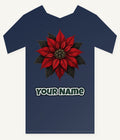 Deep Red Poinsettia Personalised Kids Tee and Baby Bodysuit