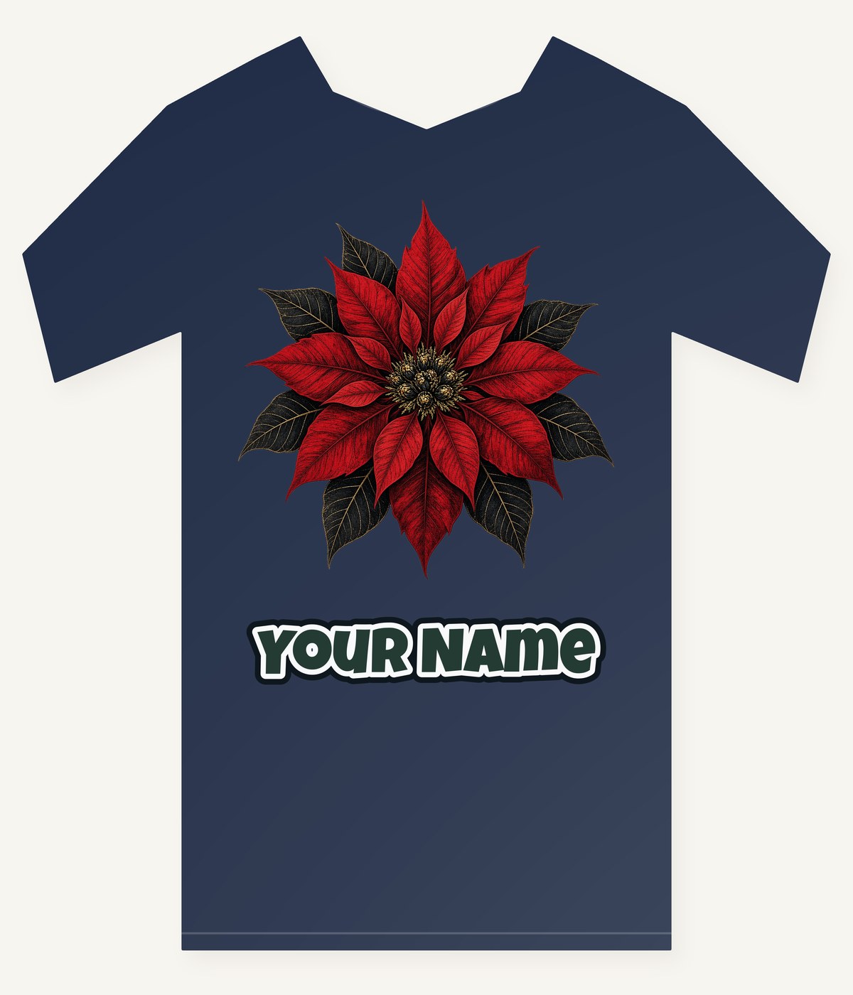 Deep Red Poinsettia Personalised Kids Tee and Baby Bodysuit