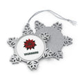 Deep Red Poinsettia Personalised Pewter Christmas Ornament