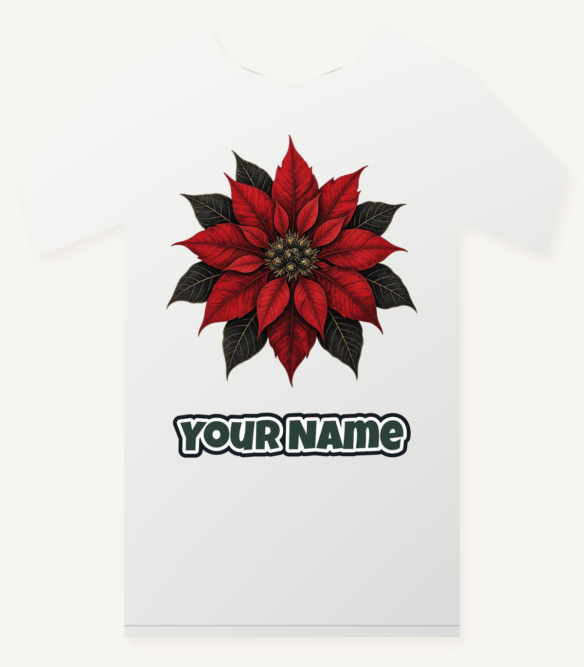 Deep Red Poinsettia Personalised Christmas T-Shirt and Hoodie