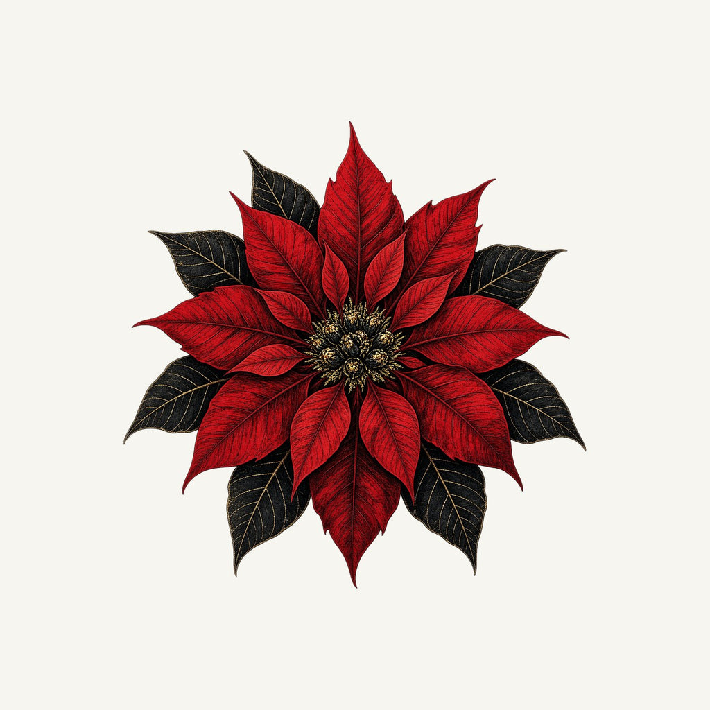 Deep Red Poinsettia Personalised Santa Sack