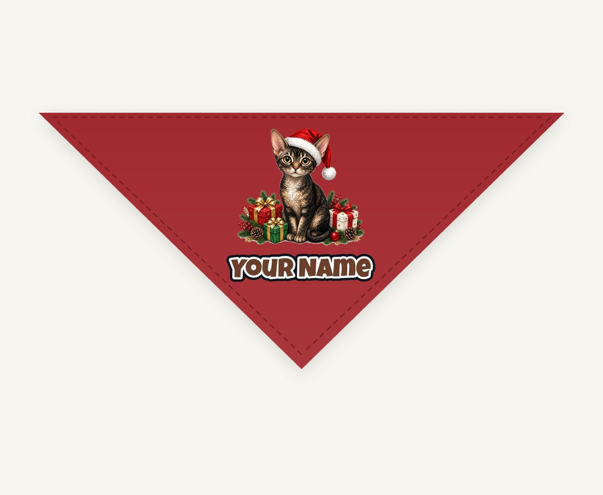 Devon Rex personalised Christmas pet bandana, tie-on style