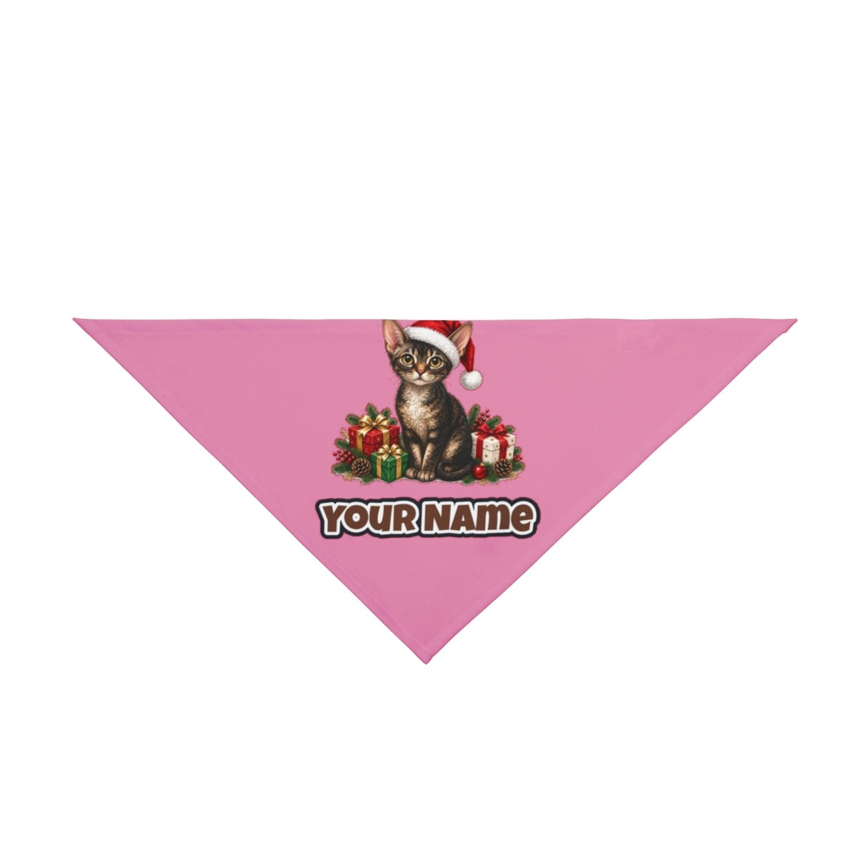 Devon Rex personalised Christmas pet bandana in pink, tie-on style