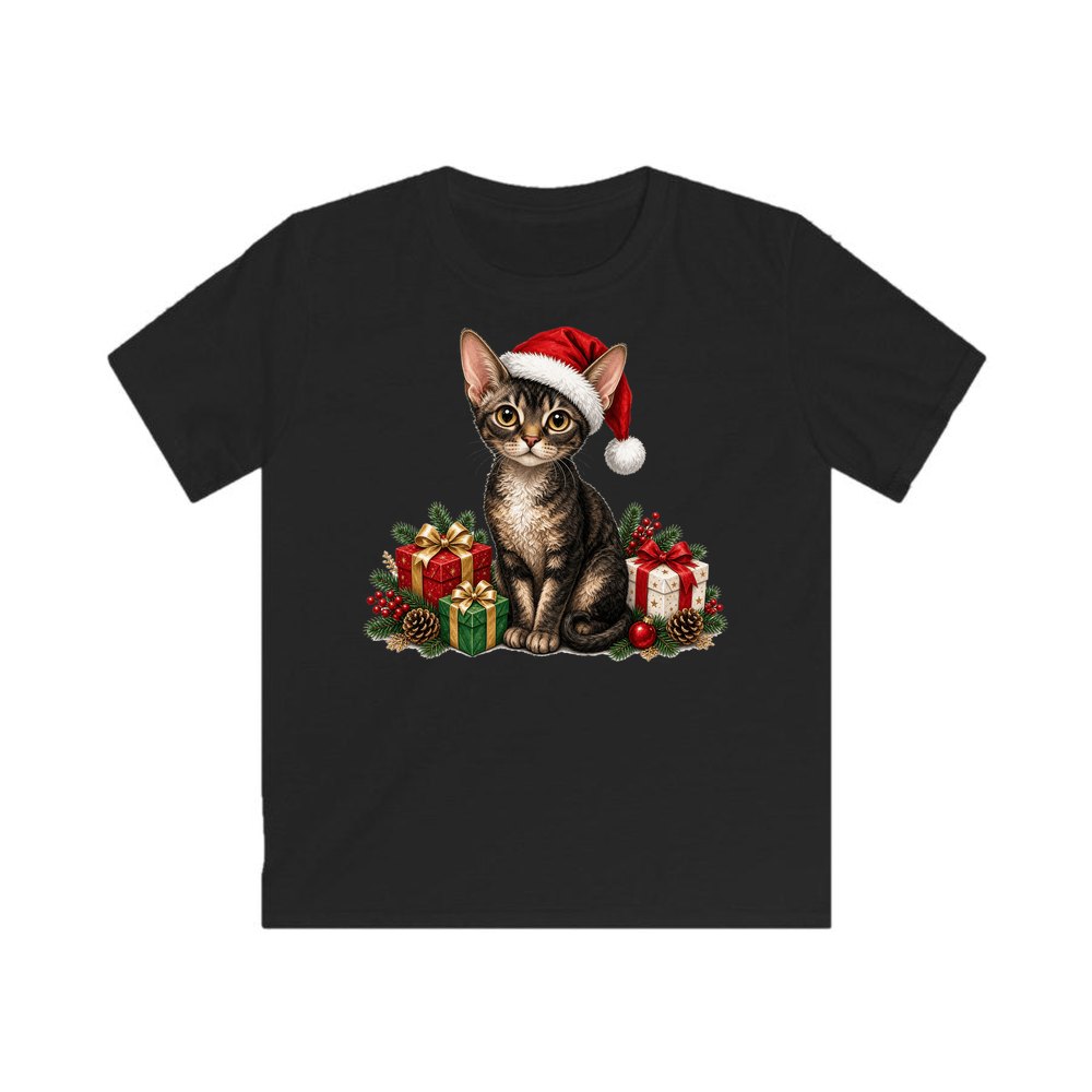 Devon Rex personalised kids Christmas tee in black