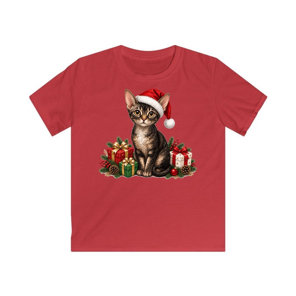 Devon Rex personalised kids Christmas tee in red