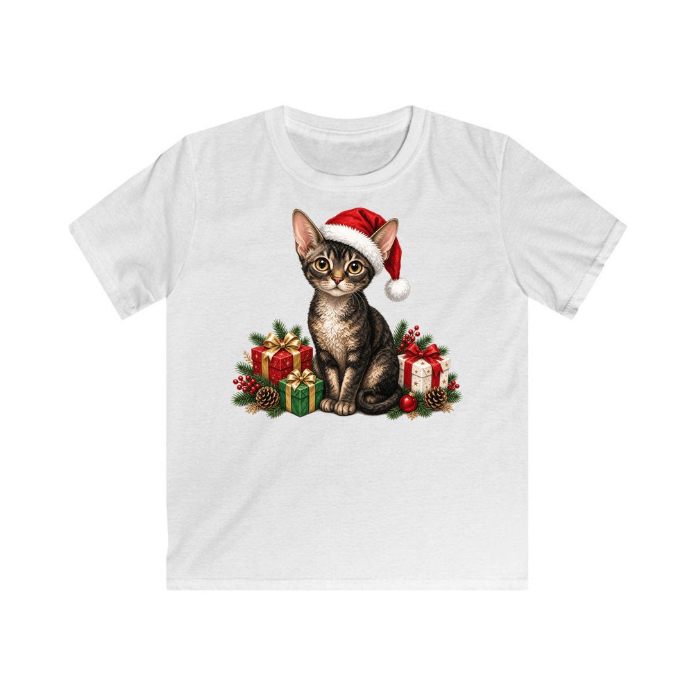 Devon Rex personalised kids Christmas tee in white