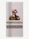 Devon Rex Christmas Personalised Beach Towel
