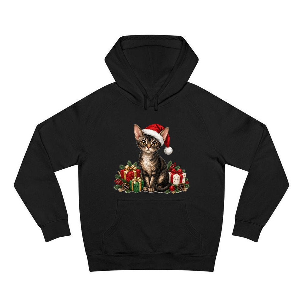 Devon Rex personalised Christmas hoodie in black