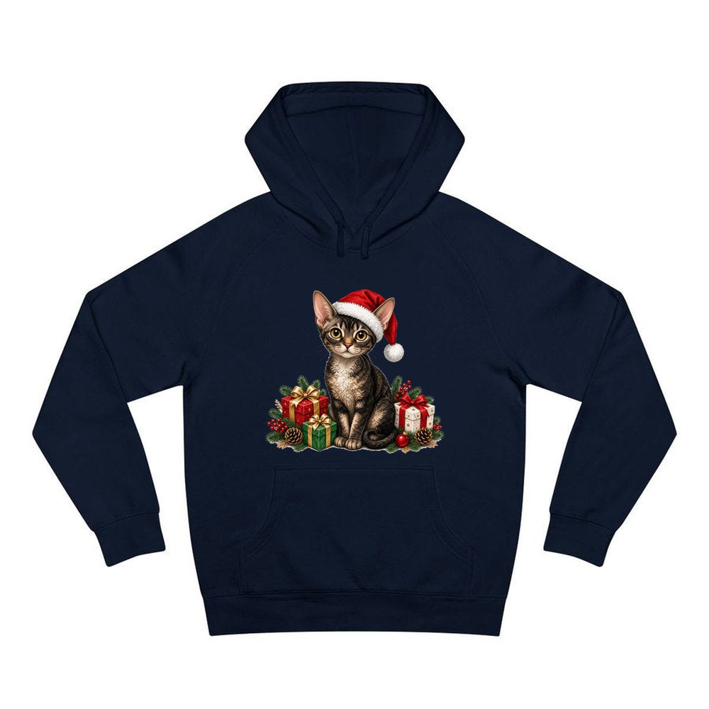 Devon Rex personalised Christmas hoodie in navy