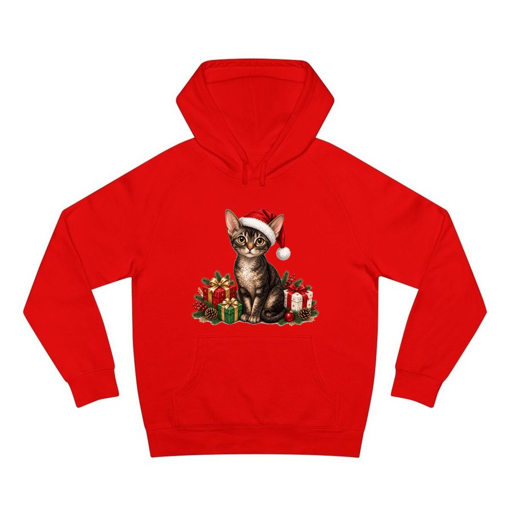 Devon Rex personalised Christmas hoodie in red