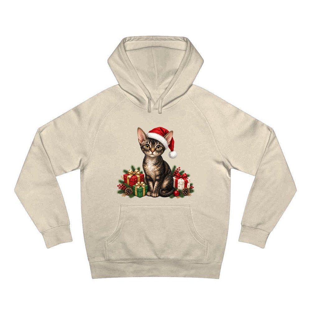 Devon Rex personalised Christmas hoodie in sand