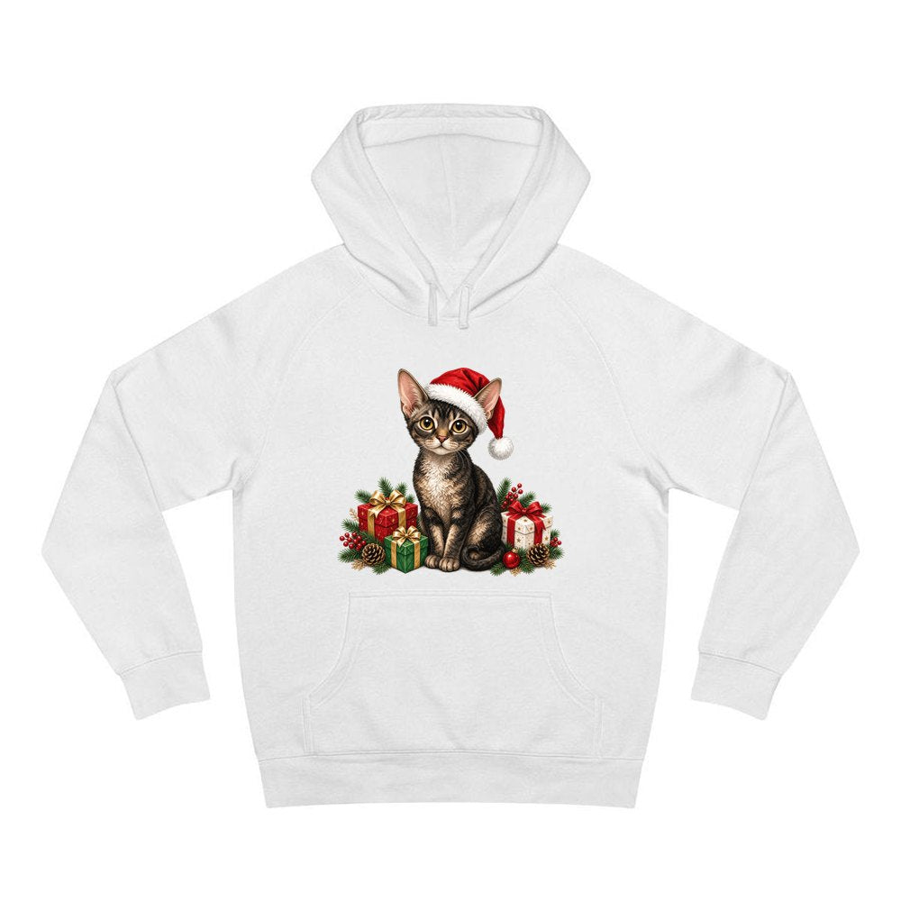 Devon Rex personalised Christmas hoodie in white