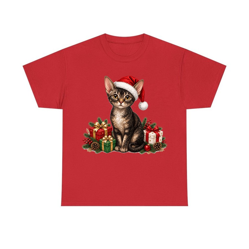 Devon Rex personalised Christmas T-shirt in red