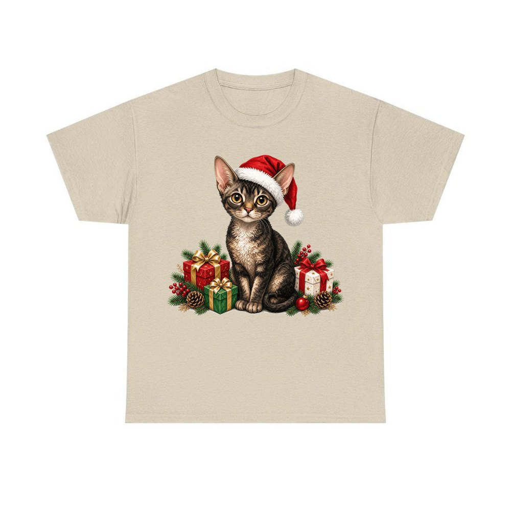 Devon Rex personalised Christmas T-shirt in sand