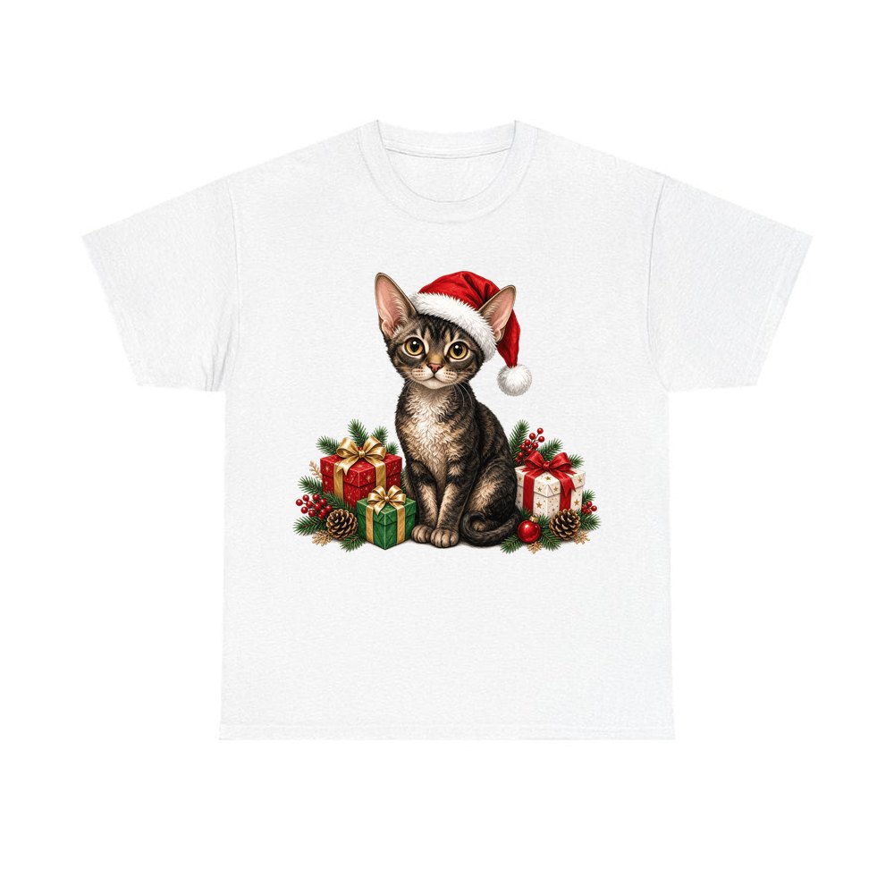 Devon Rex personalised Christmas T-shirt in white