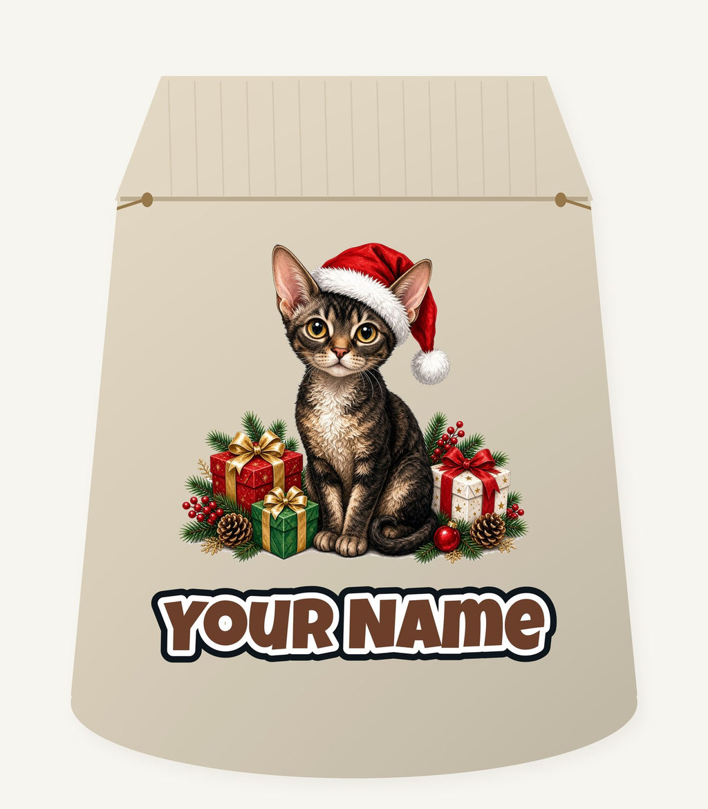 Devon Rex Christmas Personalised Santa Sack