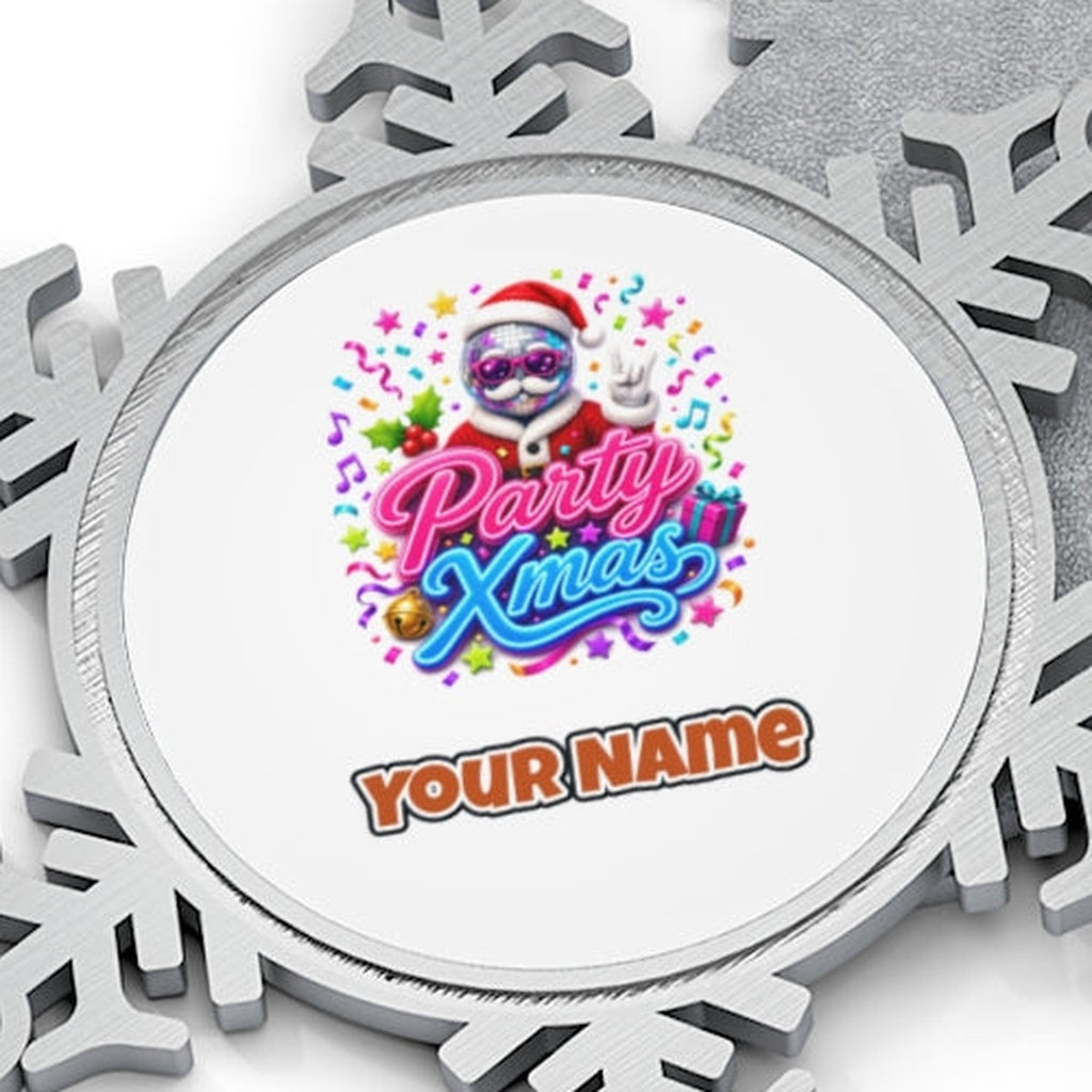 Disco Ball Party Santa Personalised Pewter Christmas Ornament