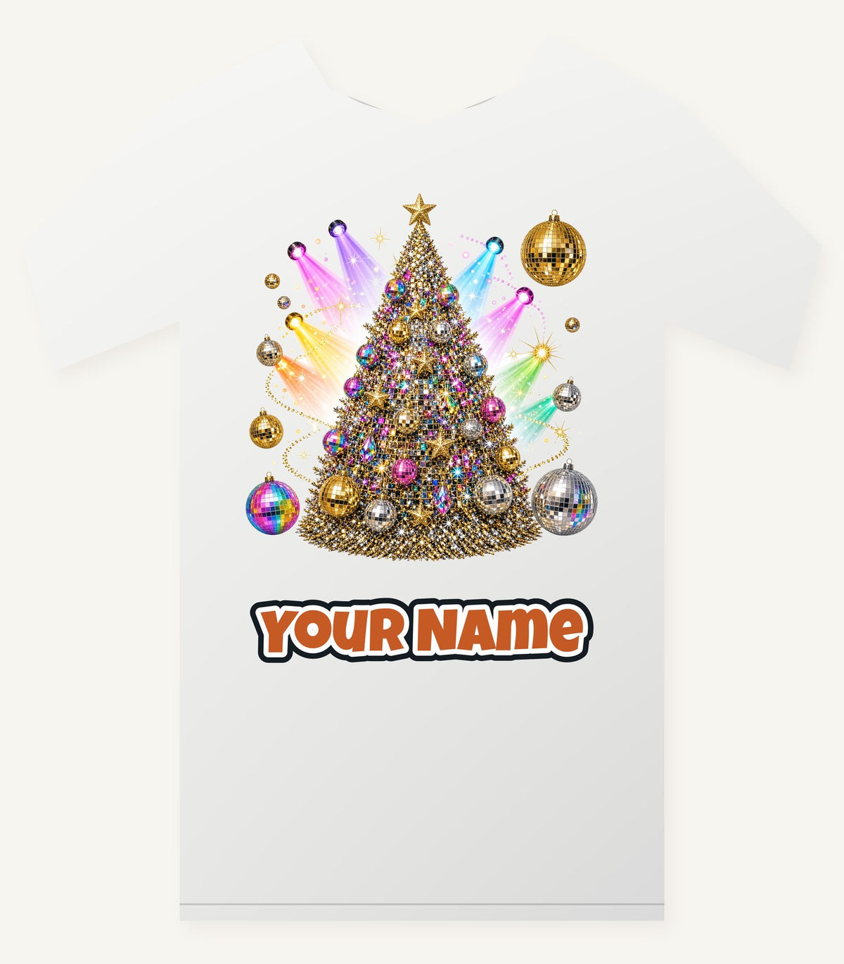 Disco Glitter Christmas Tree Personalised Christmas T-Shirt and Hoodie