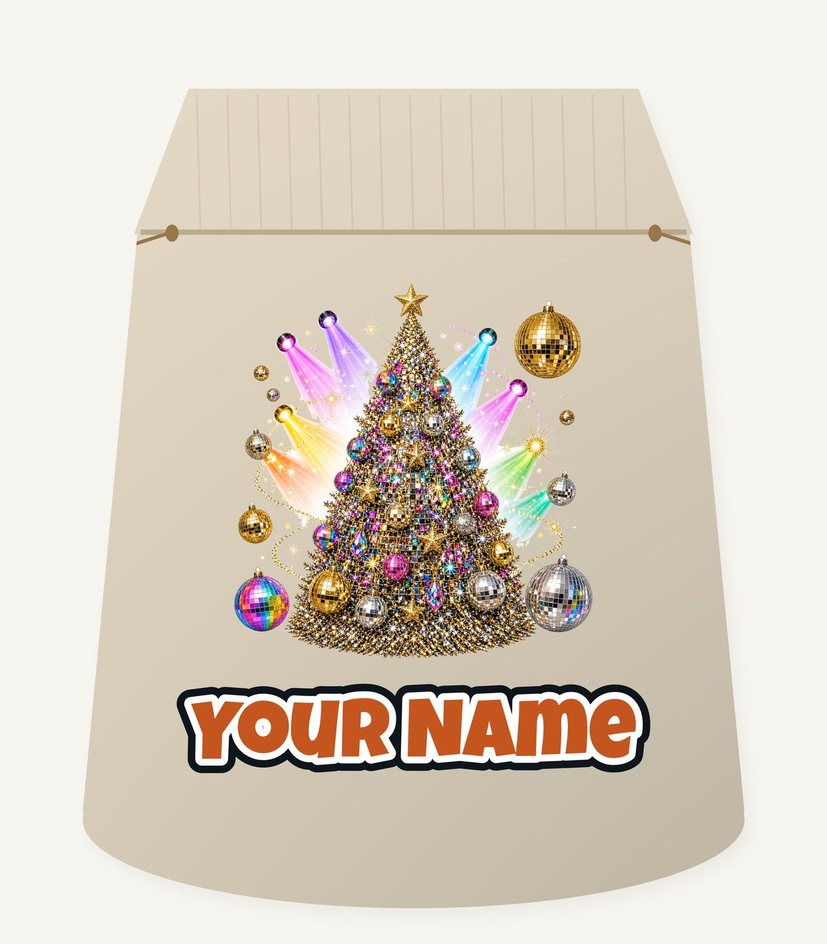 Disco Glitter Christmas Tree Personalised Santa Sack