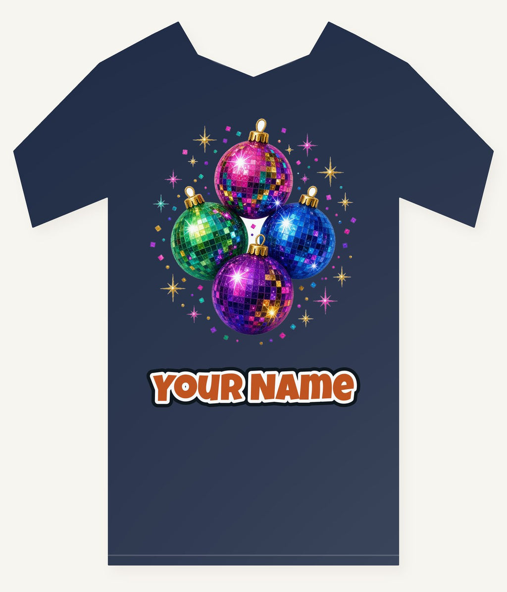 Disco Mirror Ball Baubles Personalised Kids Tee and Baby Bodysuit