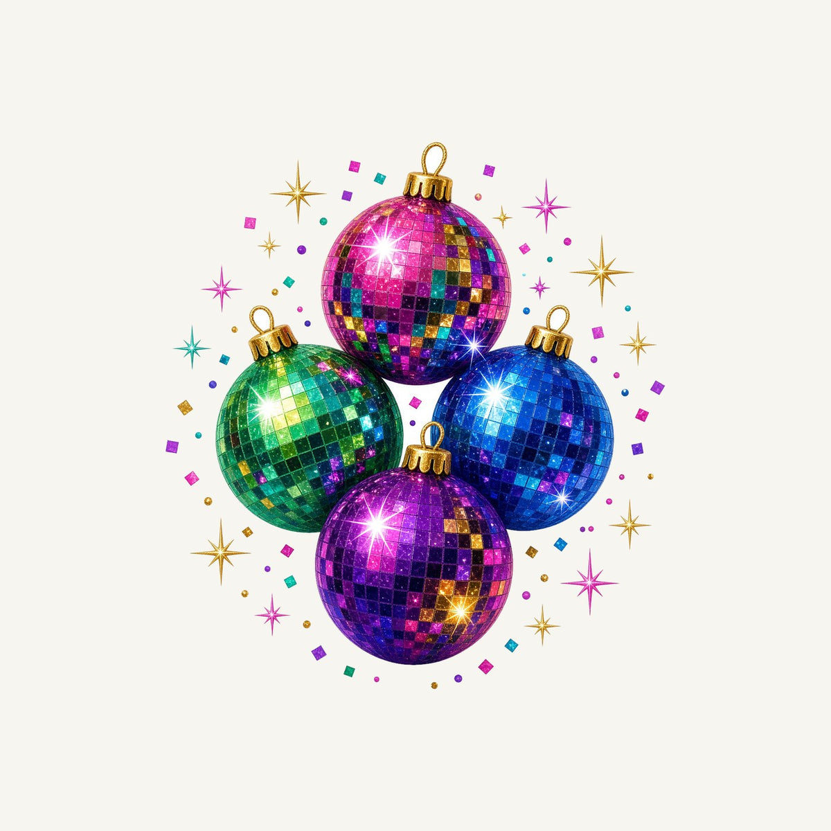 Disco Mirror Ball Baubles Personalised Kids Tee and Baby Bodysuit