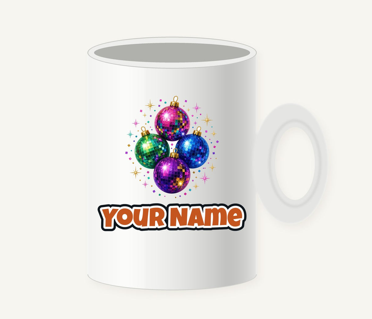 Disco Mirror Ball Baubles Personalised Christmas Mug