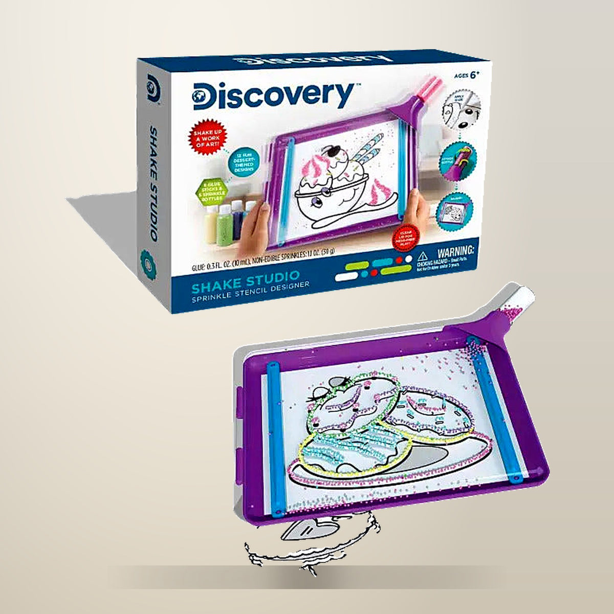 Discovery Kids Shake Studio Sprinkle Stencil Designer, on a plain cream background