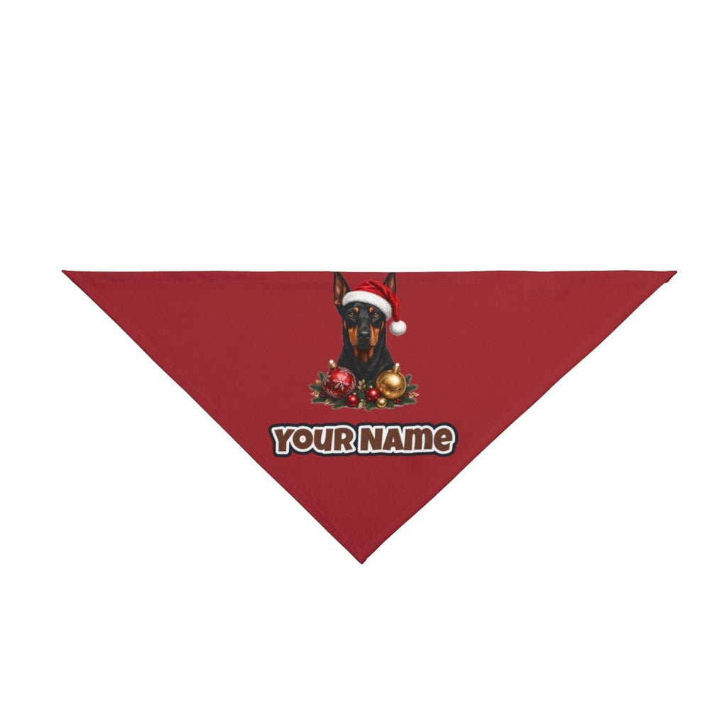 Doberman personalised Christmas pet bandana in red, tie-on style