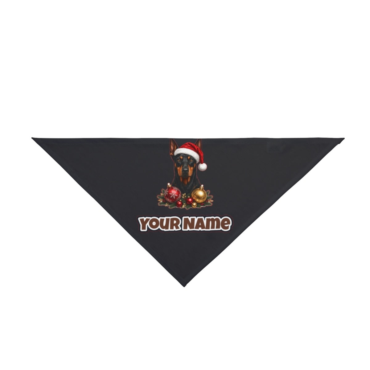 Doberman personalised Christmas pet bandana in black, tie-on style