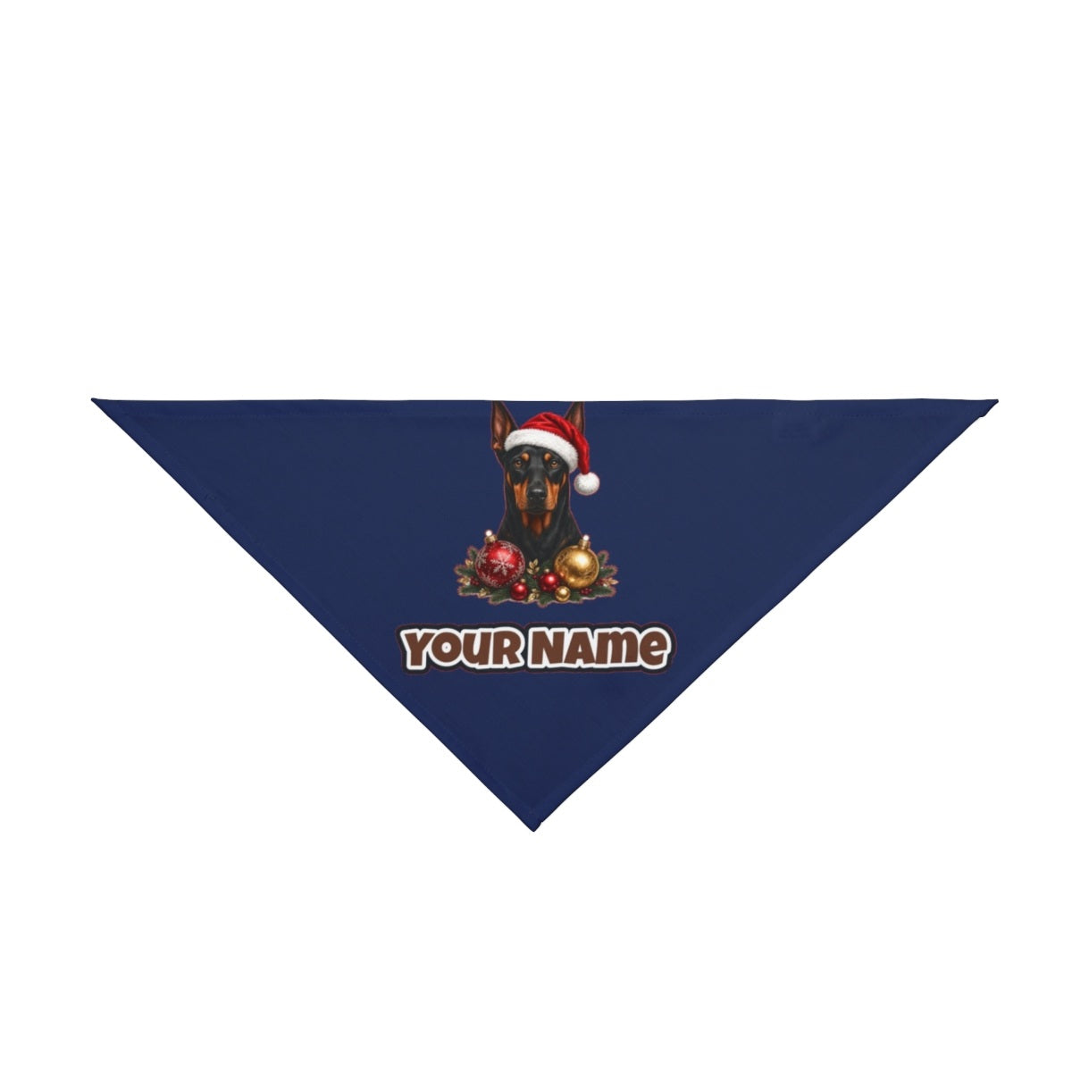 Doberman personalised Christmas pet bandana in navy, tie-on style