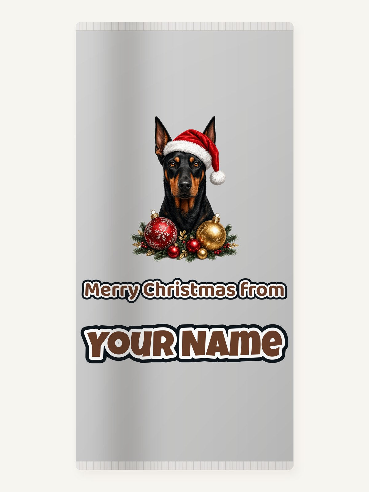 Doberman Christmas Personalised Beach Towel