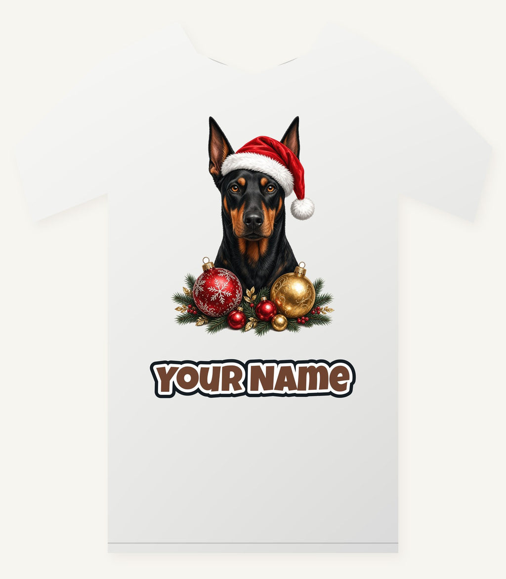 Doberman Christmas Personalised Christmas T-Shirt and Hoodie