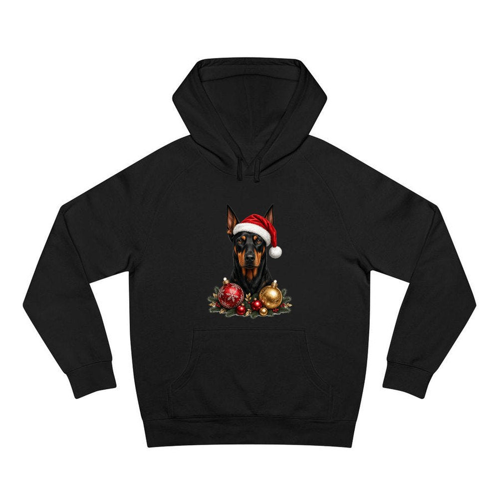 Doberman personalised Christmas hoodie in black