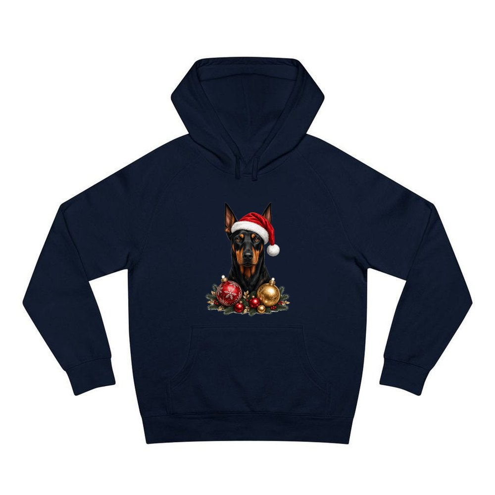 Doberman personalised Christmas hoodie in navy