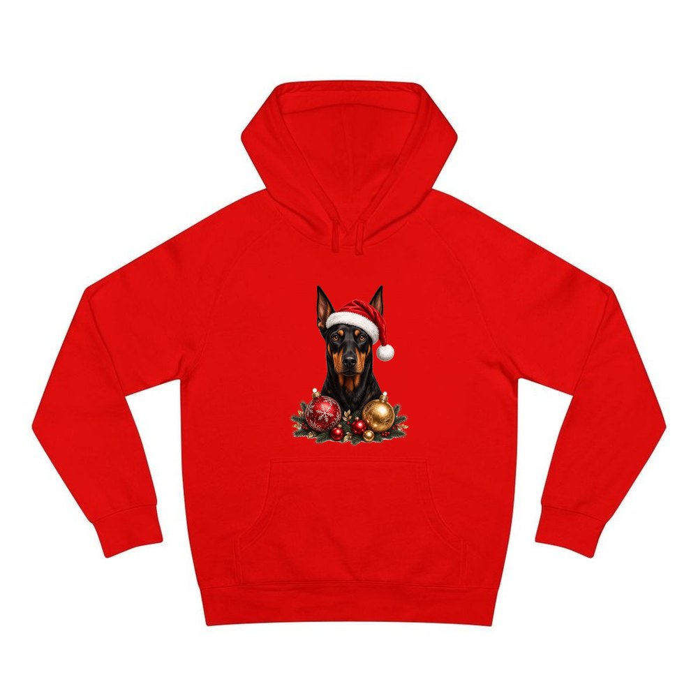 Doberman personalised Christmas hoodie in red