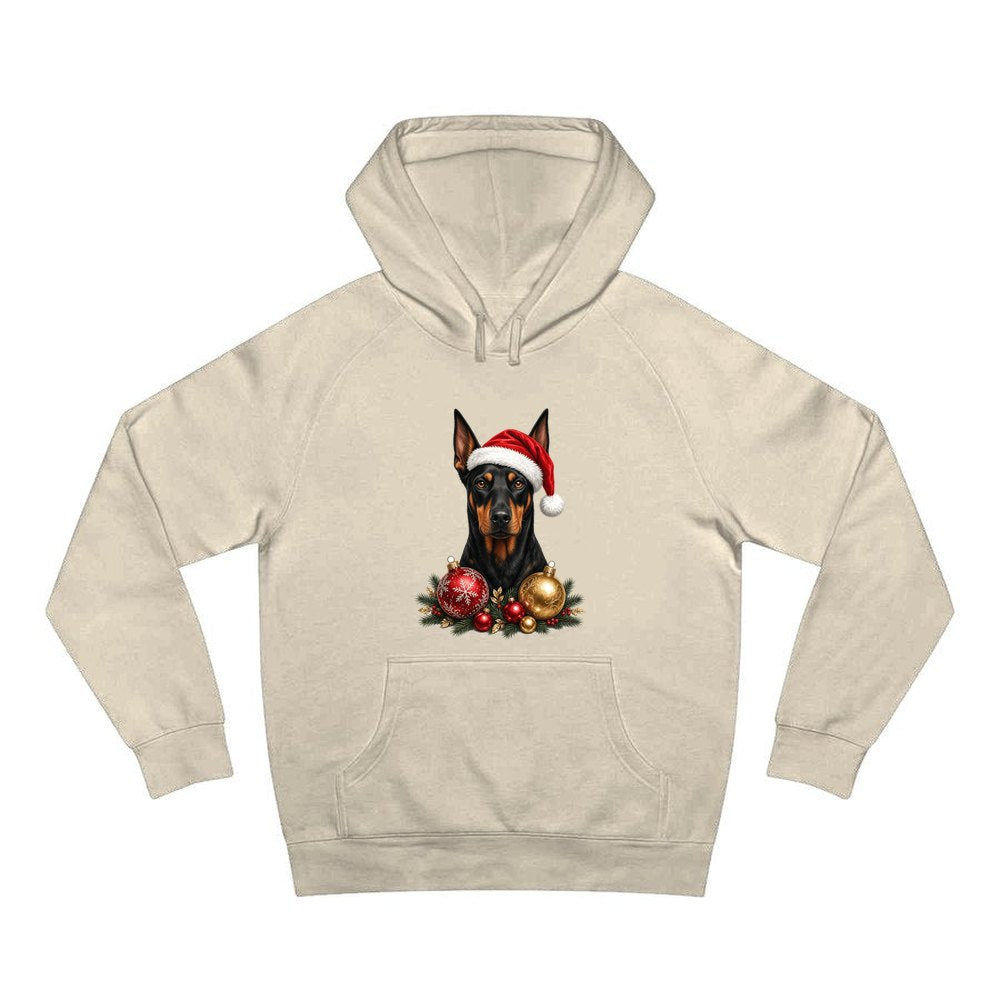 Doberman personalised Christmas hoodie in sand