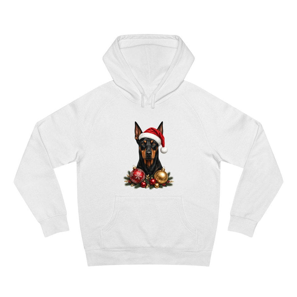 Doberman personalised Christmas hoodie in white