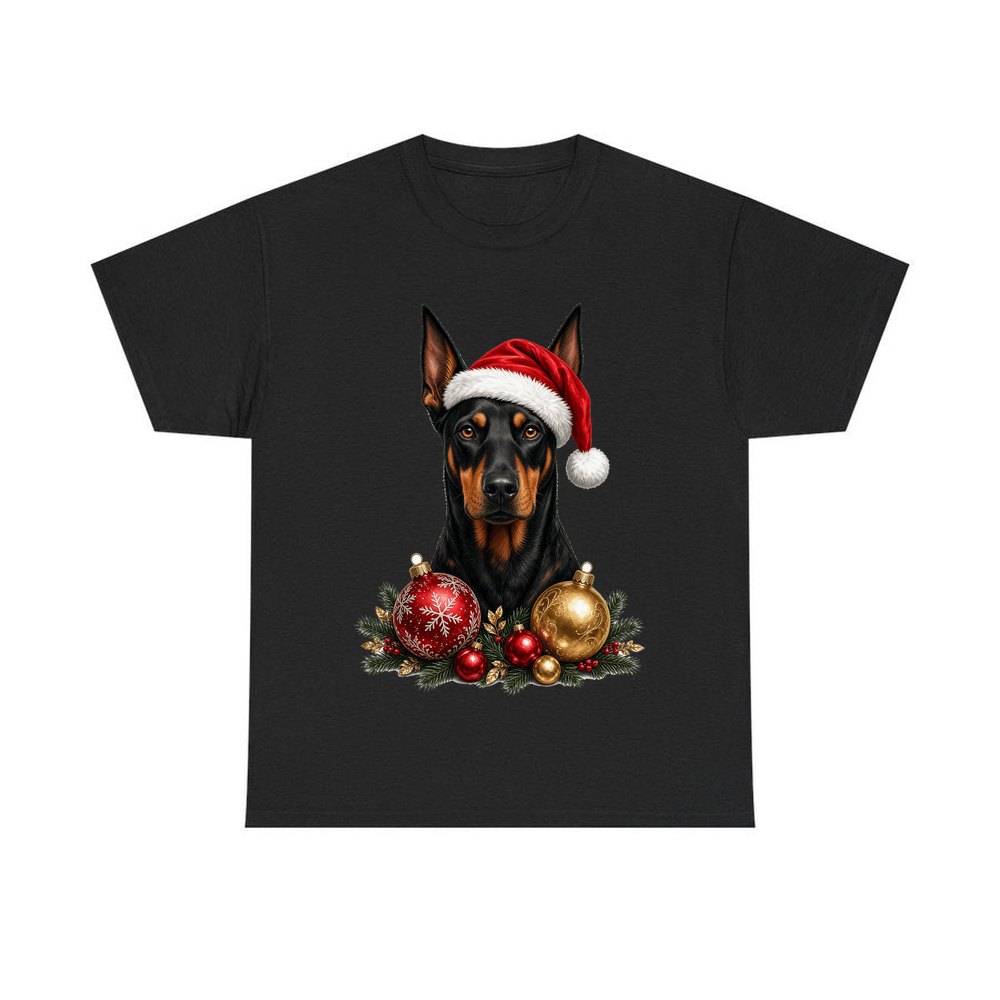 Doberman personalised Christmas T-shirt in black