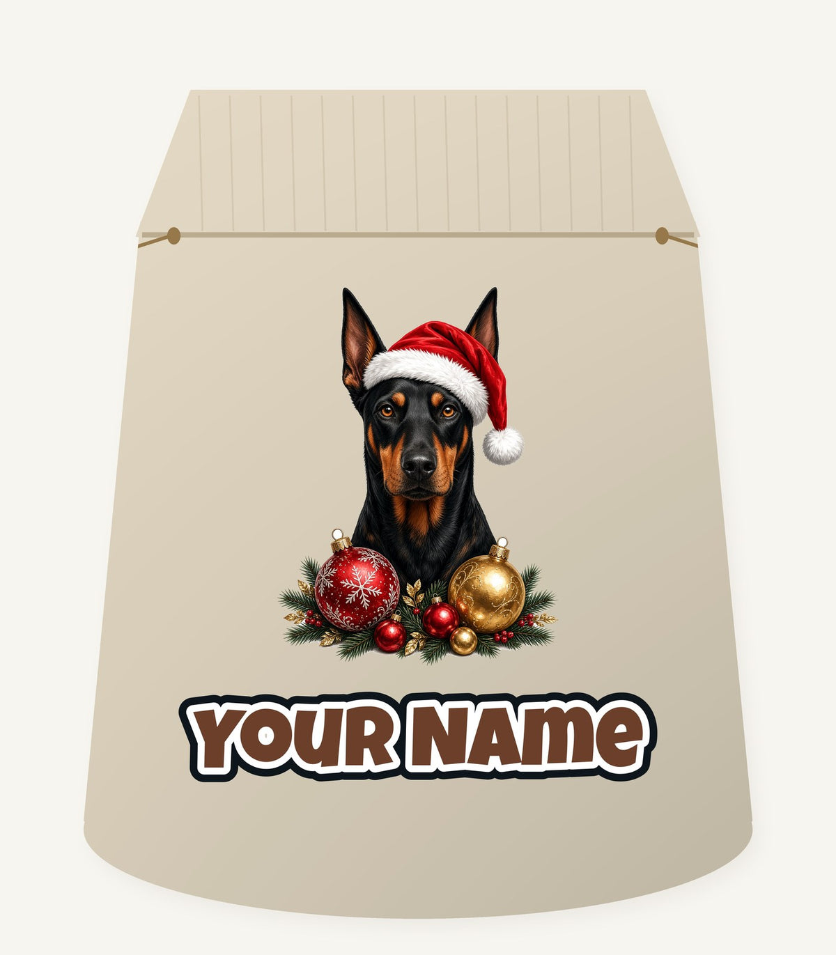 Doberman Christmas Personalised Santa Sack