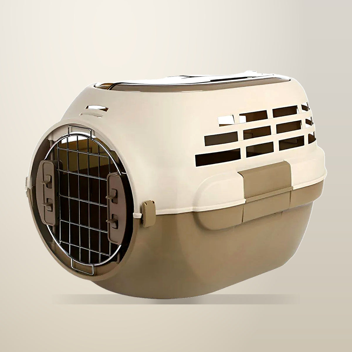 Dog and Cat Carrier with Removable Sunroof, on a plain cream background