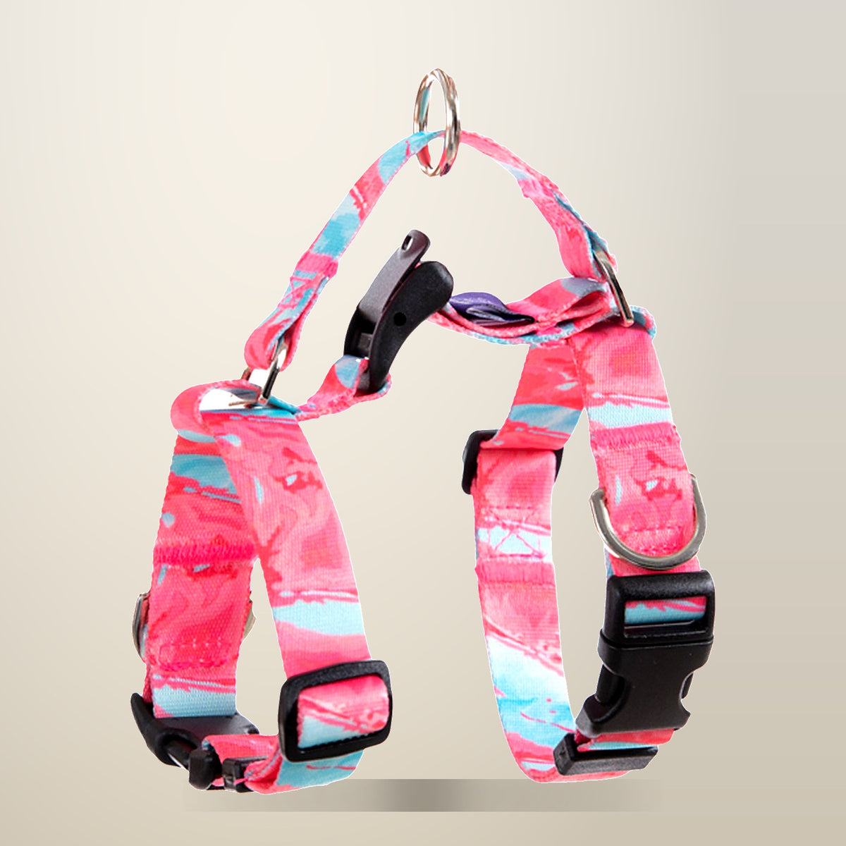 Banhamsisun Double Lined Dog Harness, Size L, Marble Pink, on a plain cream background